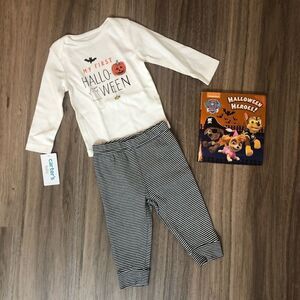 My First Halloween Pumpkin Pant Set and Book